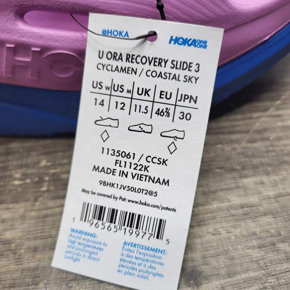 Hoka Ora Recovery Slide 3 New Men’s Size 12 US Cyclamen/ Coastal Sky